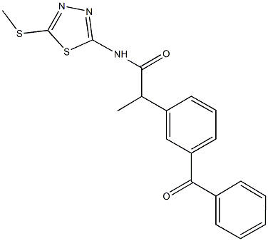 2-(3-benzoylphenyl)-N-[5-(methylsulfanyl)-1,3,4-thiadiazol-2-yl]propanamide Struktur