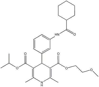 3-isopropyl 5-(2-methoxyethyl) 4-{3-[(cyclohexylcarbonyl)amino]phenyl}-2,6-dimethyl-1,4-dihydro-3,5-pyridinedicarboxylate Struktur