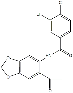 N-(6-acetyl-1,3-benzodioxol-5-yl)-3,4-dichlorobenzamide Struktur