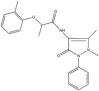 N-(1,5-dimethyl-3-oxo-2-phenyl-2,3-dihydro-1H-pyrazol-4-yl)-2-(2-methylphenoxy)propanamide Struktur