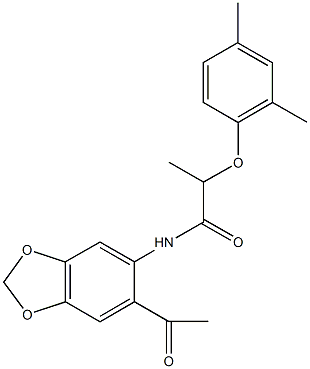 N-(6-acetyl-1,3-benzodioxol-5-yl)-2-(2,4-dimethylphenoxy)propanamide Struktur