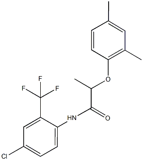 N-[4-chloro-2-(trifluoromethyl)phenyl]-2-(2,4-dimethylphenoxy)propanamide Struktur