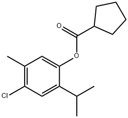 4-chloro-2-isopropyl-5-methylphenyl cyclopentanecarboxylate Struktur