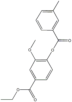 ethyl 3-methoxy-4-[(3-methylbenzoyl)oxy]benzoate Struktur