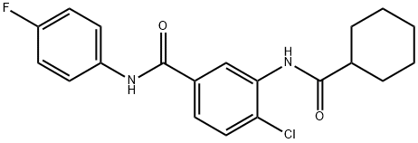 4-chloro-3-[(cyclohexylcarbonyl)amino]-N-(4-fluorophenyl)benzamide Struktur