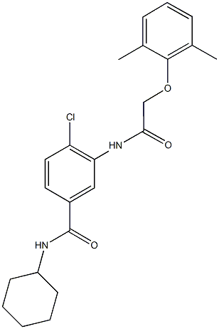 4-chloro-N-cyclohexyl-3-{[(2,6-dimethylphenoxy)acetyl]amino}benzamide Struktur