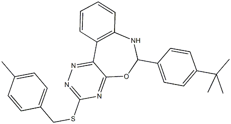 6-(4-tert-butylphenyl)-3-[(4-methylbenzyl)sulfanyl]-6,7-dihydro[1,2,4]triazino[5,6-d][3,1]benzoxazepine Struktur