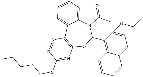 1-[7-acetyl-3-(pentylsulfanyl)-6,7-dihydro[1,2,4]triazino[5,6-d][3,1]benzoxazepin-6-yl]-2-naphthyl ethyl ether Struktur