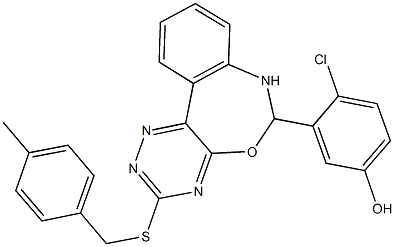 4-chloro-3-{3-[(4-methylbenzyl)sulfanyl]-6,7-dihydro[1,2,4]triazino[5,6-d][3,1]benzoxazepin-6-yl}phenol Struktur