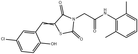 2-[5-(5-chloro-2-hydroxybenzylidene)-2,4-dioxo-1,3-thiazolidin-3-yl]-N-(2,6-dimethylphenyl)acetamide Struktur