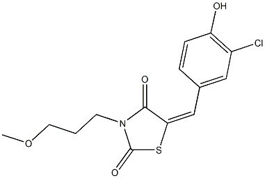 5-(3-chloro-4-hydroxybenzylidene)-3-(3-methoxypropyl)-1,3-thiazolidine-2,4-dione Struktur