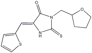 3-(tetrahydro-2-furanylmethyl)-5-(2-thienylmethylene)-2-thioxo-4-imidazolidinone Struktur