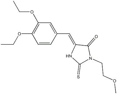 5-(3,4-diethoxybenzylidene)-3-(2-methoxyethyl)-2-thioxo-4-imidazolidinone Struktur