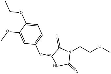 5-(4-ethoxy-3-methoxybenzylidene)-3-(2-methoxyethyl)-2-thioxo-4-imidazolidinone Struktur