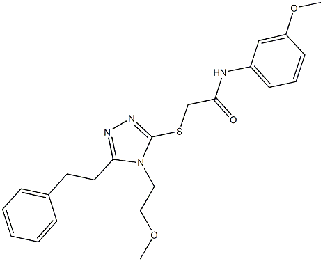 2-{[4-(2-methoxyethyl)-5-(2-phenylethyl)-4H-1,2,4-triazol-3-yl]sulfanyl}-N-(3-methoxyphenyl)acetamide Struktur