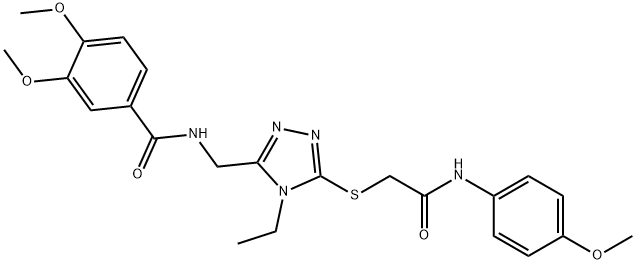 N-[(4-ethyl-5-{[2-(4-methoxyanilino)-2-oxoethyl]sulfanyl}-4H-1,2,4-triazol-3-yl)methyl]-3,4-dimethoxybenzamide Struktur