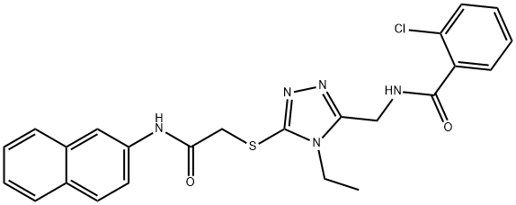 2-chloro-N-[(4-ethyl-5-{[2-(2-naphthylamino)-2-oxoethyl]thio}-4H-1,2,4-triazol-3-yl)methyl]benzamide Struktur