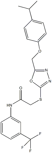 2-({5-[(4-isopropylphenoxy)methyl]-1,3,4-oxadiazol-2-yl}thio)-N-[3-(trifluoromethyl)phenyl]acetamide Struktur