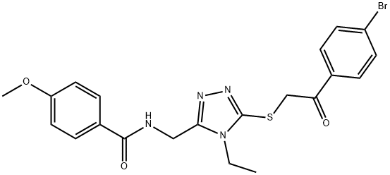 N-[(5-{[2-(4-bromophenyl)-2-oxoethyl]sulfanyl}-4-ethyl-4H-1,2,4-triazol-3-yl)methyl]-4-methoxybenzamide Struktur