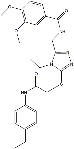 N-[(4-ethyl-5-{[2-(4-ethylanilino)-2-oxoethyl]thio}-4H-1,2,4-triazol-3-yl)methyl]-3,4-dimethoxybenzamide Struktur