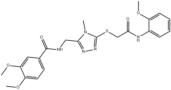 3,4-dimethoxy-N-[(5-{[2-(2-methoxyanilino)-2-oxoethyl]sulfanyl}-4-methyl-4H-1,2,4-triazol-3-yl)methyl]benzamide Struktur