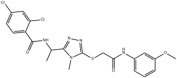 2,4-dichloro-N-[1-(5-{[2-(3-methoxyanilino)-2-oxoethyl]thio}-4-methyl-4H-1,2,4-triazol-3-yl)ethyl]benzamide Struktur