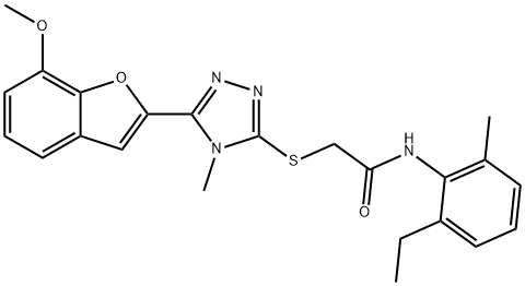 N-(2-ethyl-6-methylphenyl)-2-{[5-(7-methoxy-1-benzofuran-2-yl)-4-methyl-4H-1,2,4-triazol-3-yl]sulfanyl}acetamide Struktur