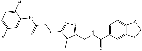 N-[(5-{[2-(2,5-dichloroanilino)-2-oxoethyl]sulfanyl}-4-methyl-4H-1,2,4-triazol-3-yl)methyl]-1,3-benzodioxole-5-carboxamide Struktur