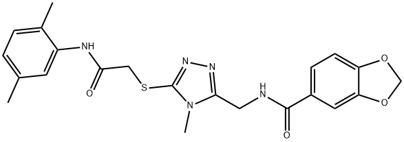 N-[(5-{[2-(2,5-dimethylanilino)-2-oxoethyl]sulfanyl}-4-methyl-4H-1,2,4-triazol-3-yl)methyl]-1,3-benzodioxole-5-carboxamide Struktur