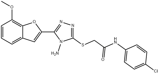 2-{[4-amino-5-(7-methoxy-1-benzofuran-2-yl)-4H-1,2,4-triazol-3-yl]sulfanyl}-N-(4-chlorophenyl)acetamide Struktur