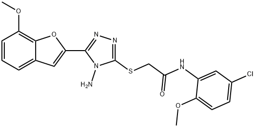 2-{[4-amino-5-(7-methoxy-1-benzofuran-2-yl)-4H-1,2,4-triazol-3-yl]sulfanyl}-N-(5-chloro-2-methoxyphenyl)acetamide Struktur