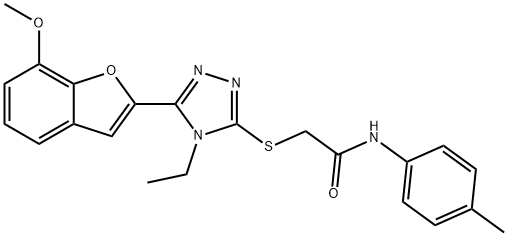 2-{[4-ethyl-5-(7-methoxy-1-benzofuran-2-yl)-4H-1,2,4-triazol-3-yl]sulfanyl}-N-(4-methylphenyl)acetamide Struktur