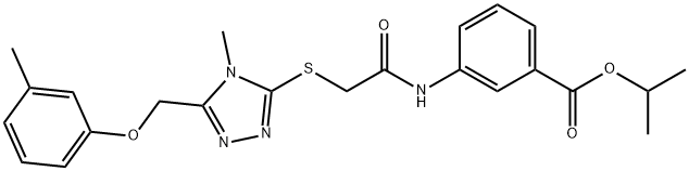 isopropyl 3-{[({4-methyl-5-[(3-methylphenoxy)methyl]-4H-1,2,4-triazol-3-yl}sulfanyl)acetyl]amino}benzoate Struktur