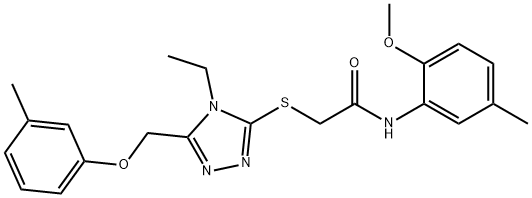 2-({4-ethyl-5-[(3-methylphenoxy)methyl]-4H-1,2,4-triazol-3-yl}thio)-N-(2-methoxy-5-methylphenyl)acetamide Struktur