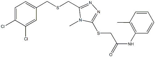 2-[(5-{[(3,4-dichlorobenzyl)sulfanyl]methyl}-4-methyl-4H-1,2,4-triazol-3-yl)sulfanyl]-N-(2-methylphenyl)acetamide Struktur