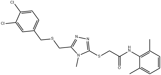 2-[(5-{[(3,4-dichlorobenzyl)sulfanyl]methyl}-4-methyl-4H-1,2,4-triazol-3-yl)sulfanyl]-N-(2,6-dimethylphenyl)acetamide Struktur