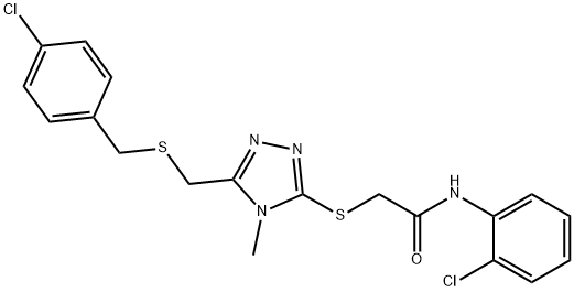 2-[(5-{[(4-chlorobenzyl)sulfanyl]methyl}-4-methyl-4H-1,2,4-triazol-3-yl)sulfanyl]-N-(2-chlorophenyl)acetamide Struktur