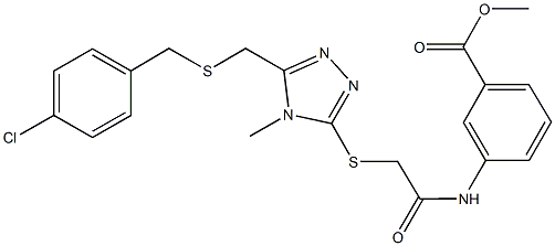 methyl 3-({[(5-{[(4-chlorobenzyl)sulfanyl]methyl}-4-methyl-4H-1,2,4-triazol-3-yl)sulfanyl]acetyl}amino)benzoate Struktur