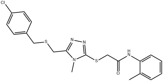 2-[(5-{[(4-chlorobenzyl)sulfanyl]methyl}-4-methyl-4H-1,2,4-triazol-3-yl)sulfanyl]-N-(2-methylphenyl)acetamide Struktur