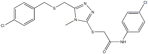 2-[(5-{[(4-chlorobenzyl)sulfanyl]methyl}-4-methyl-4H-1,2,4-triazol-3-yl)sulfanyl]-N-(4-chlorophenyl)acetamide Struktur