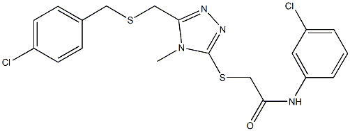 2-[(5-{[(4-chlorobenzyl)sulfanyl]methyl}-4-methyl-4H-1,2,4-triazol-3-yl)sulfanyl]-N-(3-chlorophenyl)acetamide Struktur