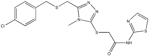 2-[(5-{[(4-chlorobenzyl)sulfanyl]methyl}-4-methyl-4H-1,2,4-triazol-3-yl)sulfanyl]-N-(1,3-thiazol-2-yl)acetamide Struktur