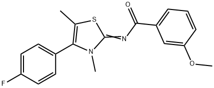 N-(4-(4-fluorophenyl)-3,5-dimethyl-1,3-thiazol-2(3H)-ylidene)-3-methoxybenzamide Struktur