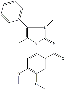 N-(3,5-dimethyl-4-phenyl-1,3-thiazol-2(3H)-ylidene)-3,4-dimethoxybenzamide Struktur