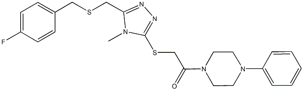 1-{[(5-{[(4-fluorobenzyl)sulfanyl]methyl}-4-methyl-4H-1,2,4-triazol-3-yl)sulfanyl]acetyl}-4-phenylpiperazine Struktur