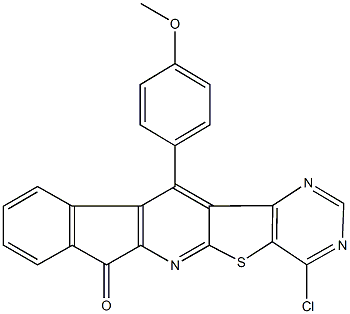 4-chloro-12-(4-methoxyphenyl)-7H-indeno[1'',2'':5',6']pyrido[3',2':4,5]thieno[3,2-d]pyrimidin-7-one Struktur