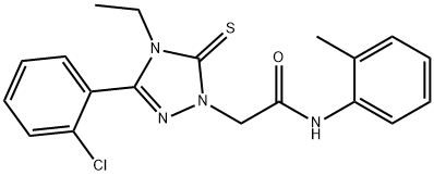 2-[3-(2-chlorophenyl)-4-ethyl-5-thioxo-4,5-dihydro-1H-1,2,4-triazol-1-yl]-N-(2-methylphenyl)acetamide Struktur