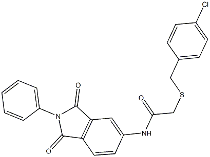 2-[(4-chlorobenzyl)thio]-N-(1,3-dioxo-2-phenyl-2,3-dihydro-1H-isoindol-5-yl)acetamide Struktur