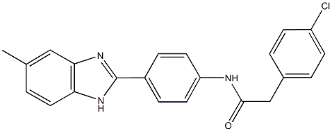 2-(4-chlorophenyl)-N-[4-(5-methyl-1H-benzimidazol-2-yl)phenyl]acetamide Struktur