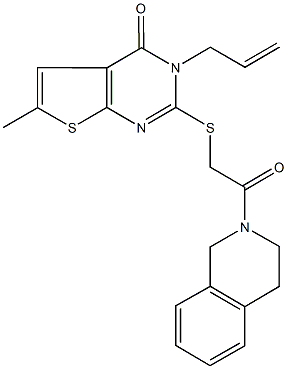 3-allyl-2-{[2-(3,4-dihydro-2(1H)-isoquinolinyl)-2-oxoethyl]thio}-6-methylthieno[2,3-d]pyrimidin-4(3H)-one Struktur